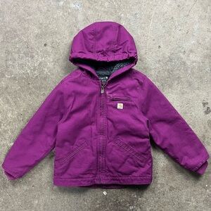 Purple Carhartt Sherpa Lined Hooded Jacket (Girls XS)